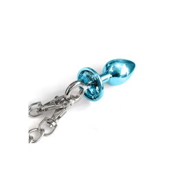 Nixie Metal Butt Plug and Furry Handcuff Set Blue Nixie Metal Butt Plug and Furry Handcuff Set Blue