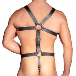 Zado Mens Leather Adjustable Harness With Cock Ring Zado Mens Leather Adjustable Harness With Cock Ring