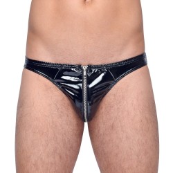 Black Level Vinyl Briefs With Zip Black Black Level Vinyl Briefs With Zip Black