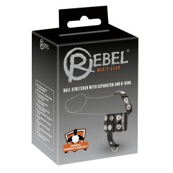 Rebel Mens Gear Ball Stretcher With Separator And D Ring Rebel Mens Gear Ball Stretcher With Separator And D Ring