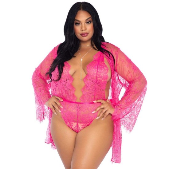 Leg Avenue Floral Lace Teddy and Robe Set Leg Avenue Floral Lace Teddy and Robe Set