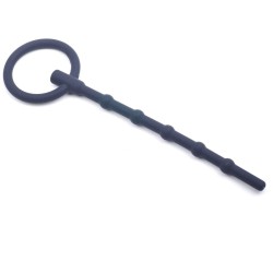 6 Inch Beaded Silicone Cum Thru Penis Plug with Ring 6 Inch Beaded Silicone Cum Thru Penis Plug with Ring