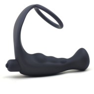 Black Silicone Anal Plug Vibrator with Cock Ring Black Silicone Anal Plug Vibrator with Cock Ring