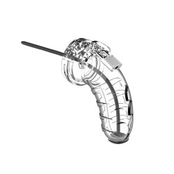 Man Cage 16 Male 4.5 Inch Clear Chastity Cage With Urethal Sound Man Cage 16 Male 4.5 Inch Clear Chastity Cage With Urethal Sound