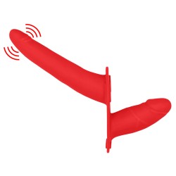 Ouch Red Double Vibrating Silicone Strap On Ouch Red Double Vibrating Silicone Strap On