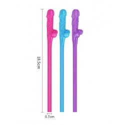 Lovetoy Pack Of 9 Willy Straws Blue Pink And Purple Lovetoy Pack Of 9 Willy Straws Blue Pink And Purple