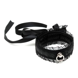 Satin Look Black Collar With O Ring Satin Look Black Collar With O Ring