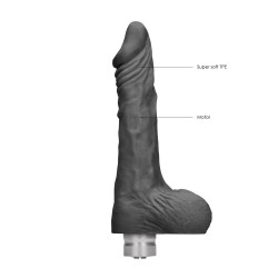 RealRock 9 Inch Black Realistic Vibrating Dildo With Balls RealRock 9 Inch Black Realistic Vibrating Dildo With Balls